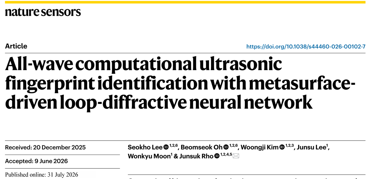 Nature Sensors article on all-wave ultrasonic fingerprint identification